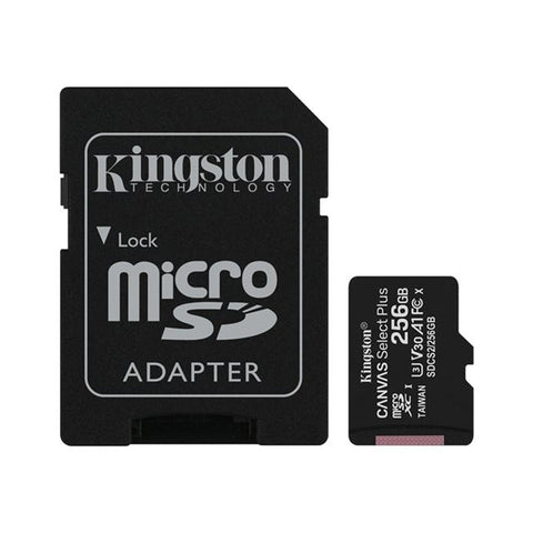 256GB canvas select plus Class 10 micro SD memory card in SD adapter | Kingston - 1