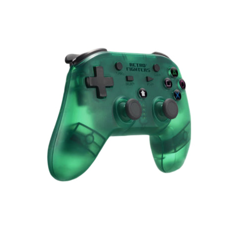 Defender wireless 2.4G controller gamepad for PS1, PS2, PS3, PS Classic, Nintendo Switch & PC - Clear Green | Retro Fighters