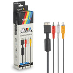 AV composite cable for Sony PS1, PS2 & PS3, PlayStation RCA audio video lead 1.8m (6ft) | XYAB