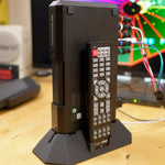 Vertical stand for RetroTink 4k upscaler with dual remote storage | Retro Frog