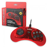 6 - button Arcade Pad wired controller for Sega Mega Drive & Genesis officially licensed - 10ft (3 meters) Red | Retro - Bit - 1