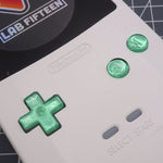 Hand cast custom resin buttons for Nintendo Game Boy Color (GBC CGB) - Chrome Green | Lab Fifteen Co