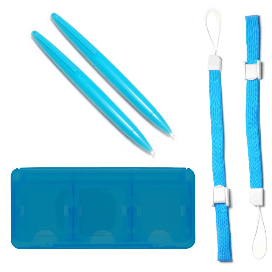 Accessory kit for Nintendo 2DS 3DS XL DS game case stylus wrist strap 5 in 1 - Blue | ZedLabz - 1