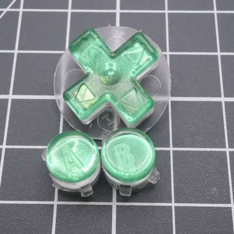 Hand cast custom resin buttons for Nintendo Game Boy Advance - Chrome Green | Lab Fifteen Co