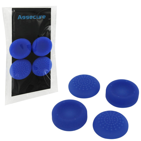 Assecure concave & convex soft silicone thumb grips for Sony PS4, analog thumb stick non slip grip caps for Playstation 4 controller - 4 pack blue - 2