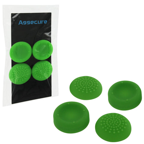 Assecure concave & convex soft silicone thumb grips for Sony PS4, analog thumb stick non slip grip caps for Playstation 4 controller - 4 pack green - 1