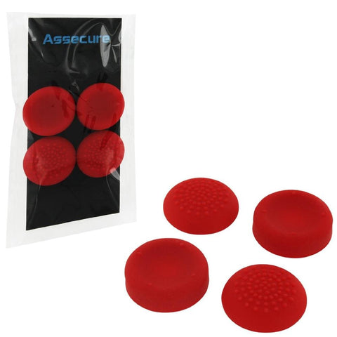 Assecure concave & convex soft silicone thumb grips for Sony PS4, analog thumb stick non slip grip caps for Playstation 4 controller - 4 pack red - 1