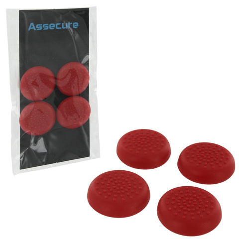 Assecure TPU protective analogue thumb grip stick caps for Sony PS4 controllers [Playstation 4] - 4 pk - red - 1