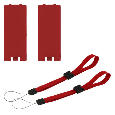 Battery Cover & Wrist Strap Kit For Nintendo Wii Remote Controller - 4 In 1 Pack Red | ZedLabz - 1