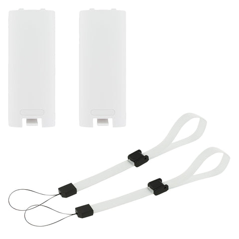 Battery Cover & Wrist Strap Kit For Nintendo Wii Remote Controller - 4 In 1 Pack White | ZedLabz - 1