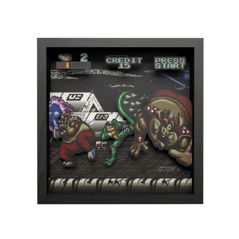 Battletoads: Big bad boot video game (1994) shadow box art officially licensed 9x9 inch (23x23cm) | Pixel Frames - 2