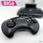 BIG6 wired controller pad for Sega Mega Drive & Genesis officially licensed - 10ft (3 meters) Black | Retro - Bit - 6