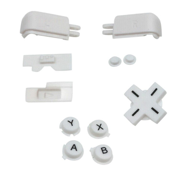 Button set for DS Lite Nintendo inc D - Pad, A B X Y, triggers & volume power slider - white | ZedLabz - 1