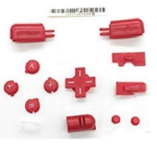 Button set for Nintendo DS Lite console replacement L r triggers, A B X Y, D - Pad - Red | ZedLabz - 1