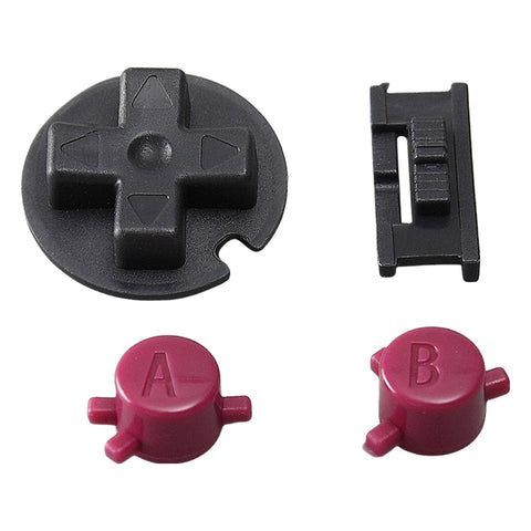 Button set for Nintendo Game Boy Color A B D - Pad power switch replacement (CGB GBC) - Black & maroon | Funnyplaying - 1