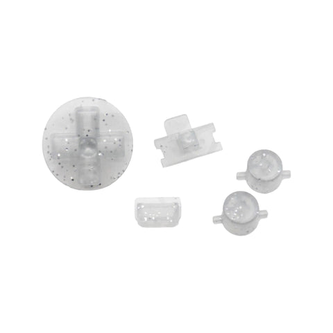 Button Set For Original Game Boy DMG 01 - Clear Glittery Gray | Retro Modding - 1