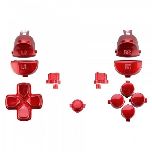 Button set for PS4 Pro controllers Sony JDM - 040 mod set trigger, action, d - pad & option / share button set - Chrome Red | ZedLabz - 1