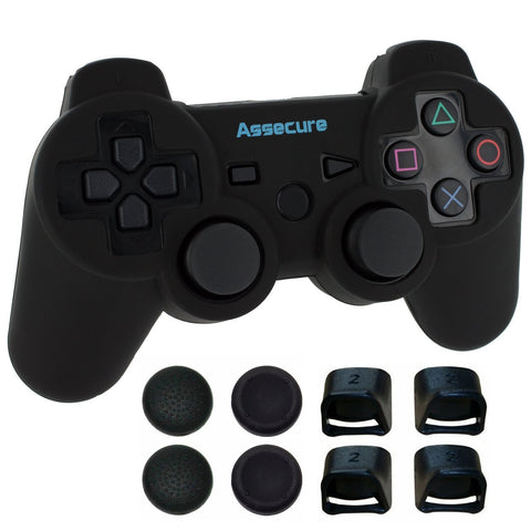 Case & Trigger pack for Sony PS3 Pro Controller silicone comfort grip kit - Black | Zedlabz - 1