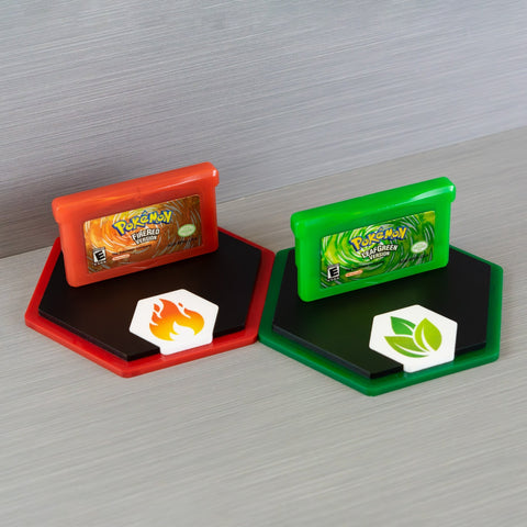 "Caught 'em All" cartridge display stand for Pokemon generation 4 continued carts - Fire Red & Leaf Green Edition | Rose Colored Gaming - 1