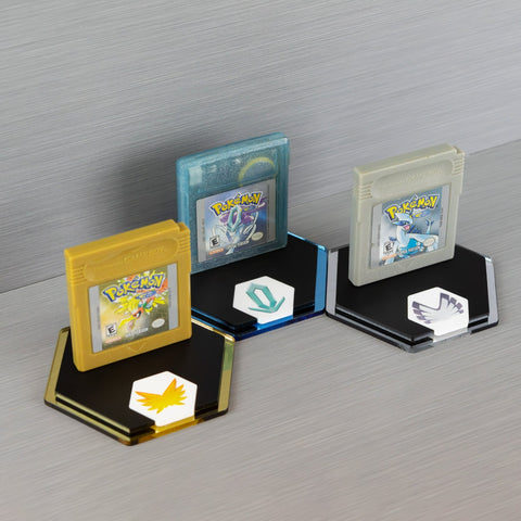 "Caught 'em All" cartridge display stand for Pokemon generation II carts - Gold, Silver & Crystal Edition | Rose Colored Gaming - 1