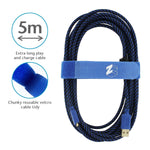 Charging cable for Sony PS4 controller Ultra 5m gold plated braided inc cable tidy & bag | ZedLabz - 7