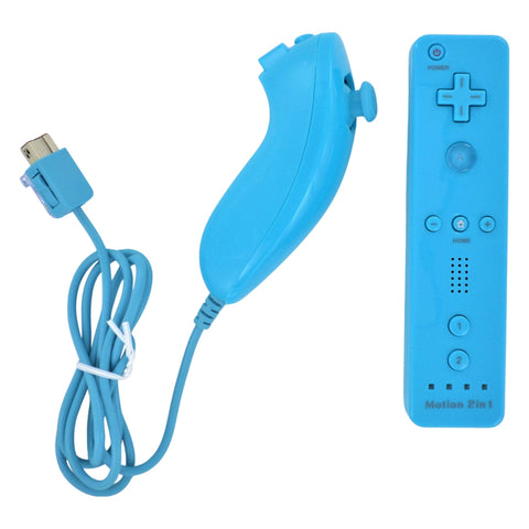 Controller for Nintendo Wii with Nunchuk wireless Motion Plus & silicone case & wrist strap - Blue | ZedLabz - 2