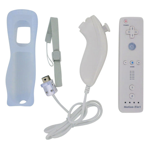 Controller for Nintendo Wii with Nunchuk wireless Motion Plus & silicone case & wrist strap - White | ZedLabz - 1