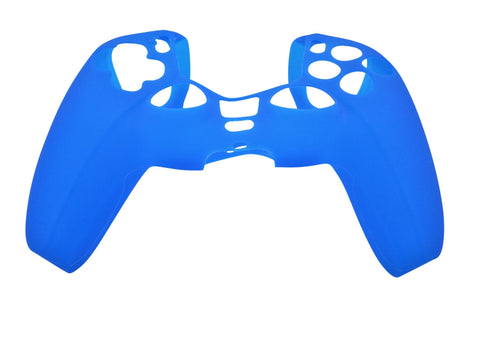 Cover grip for Sony PS5 controller soft silicone rubber skin with ribbed handle - Blue | ZedLabz - 2