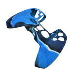 Cover grip for Sony PS5 controller soft silicone rubber skin with ribbed handle - Camo Blue | ZedLabz - 3