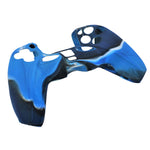 Cover grip for Sony PS5 controller soft silicone rubber skin with ribbed handle - Camo Blue | ZedLabz - 2