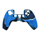 Cover grip for Sony PS5 controller soft silicone rubber skin with ribbed handle - Camo Blue | ZedLabz - 4