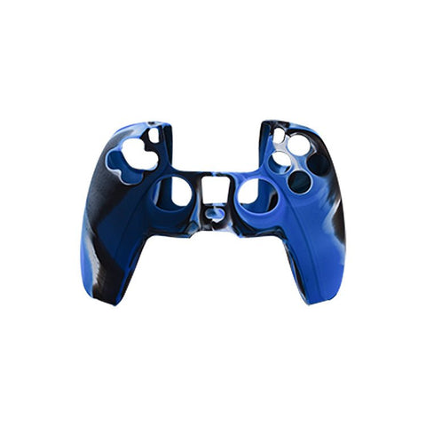 Cover grip for Sony PS5 controller soft silicone rubber skin with ribbed handle - Camo Blue | ZedLabz - 1