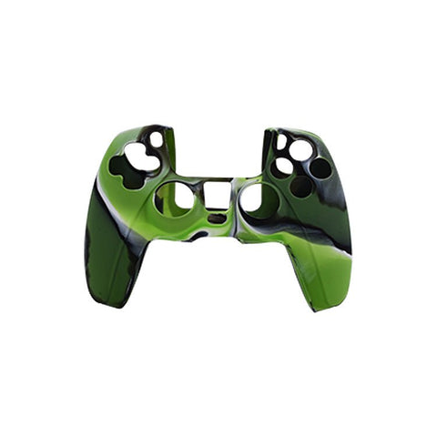 Cover grip for Sony PS5 controller soft silicone rubber skin with ribbed handle - Camo Green | ZedLabz - 1