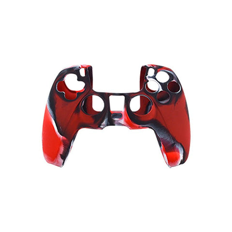 Cover grip for Sony PS5 controller soft silicone rubber skin with ribbed handle - Camo Red | ZedLabz - 1