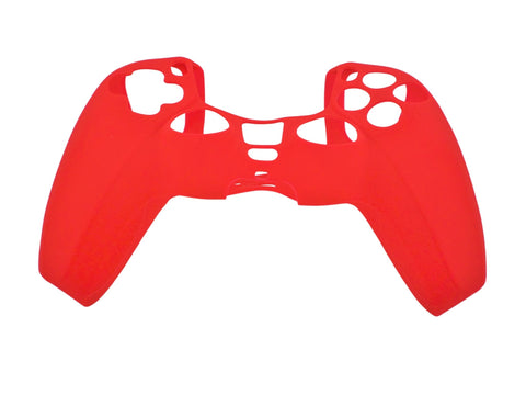 Cover grip for Sony PS5 controller soft silicone rubber skin with ribbed handle - Red | ZedLabz - 2