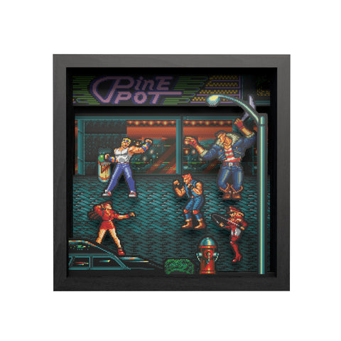 Streets Of Rage (1991) shadow box art officially licensed 9x9 inch (23x23cm) | Pixel Frames