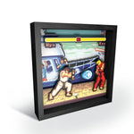Street Fighter II boat scene video game (1991) shadow box art officially licensed 9x9 inch (23x23cm) | Pixel Frames