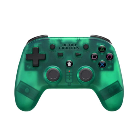 Defender wireless 2.4G controller gamepad for PS1, PS2, PS3, PS Classic, Nintendo Switch & PC - Clear Green | Retro Fighters - 1