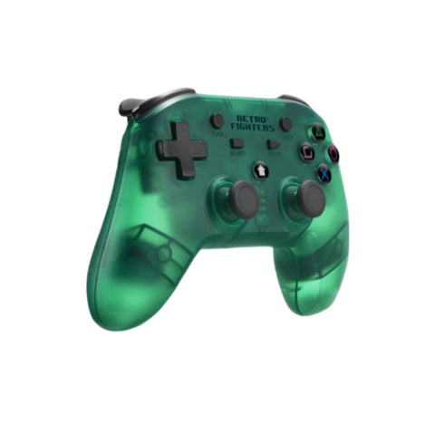 Defender wireless 2.4G controller gamepad for PS1, PS2, PS3, PS Classic, Nintendo Switch & PC - Clear Green | Retro Fighters - 2