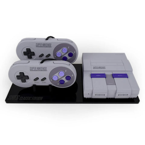 Displai Pro stand for Nintendo SNES Classic console & controllers - Crystal Black | Rose Colored Gaming - 1