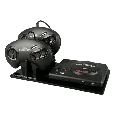 Displai Pro stand for Sega Genesis Classic Mini holder console & controllers - Crystal Black | Rose Colored Gaming - 1