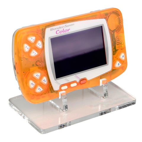 Display stand for Bandai Wonderswan color handheld console - Frosted Clear | Rose Colored Gaming - 1