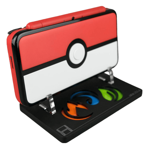 Display stand for Nintendo New 2DS XL handheld console - Frosted Black PokeBall Edition | Rose Colored Gaming - 1