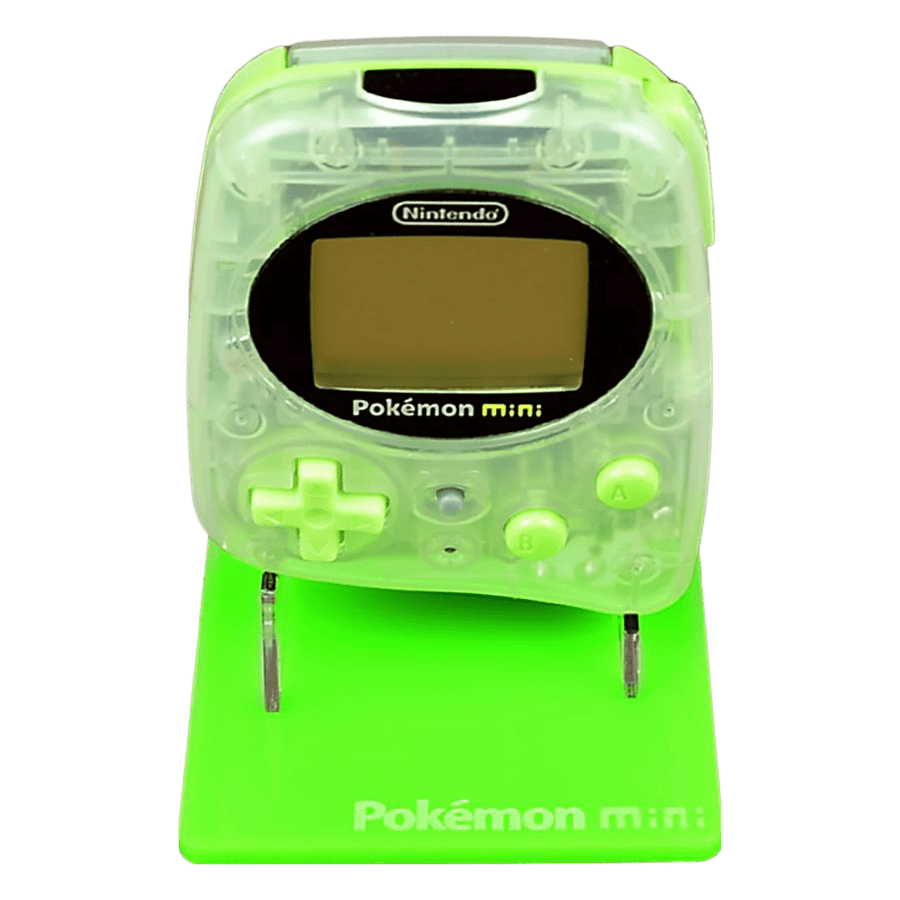 Display stand for Nintendo Pokemon Mini handheld console - Chikorita Green | Rose Colored Gaming - 1