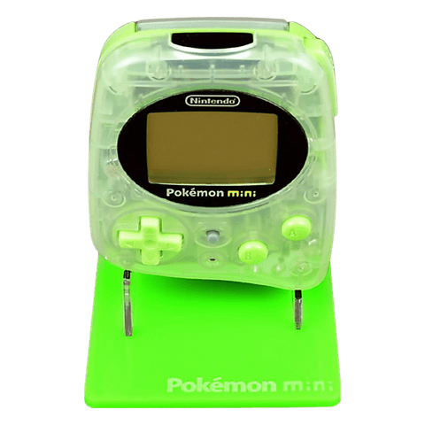 Display stand for Nintendo Pokemon Mini handheld console - Chikorita Green | Rose Colored Gaming - 1