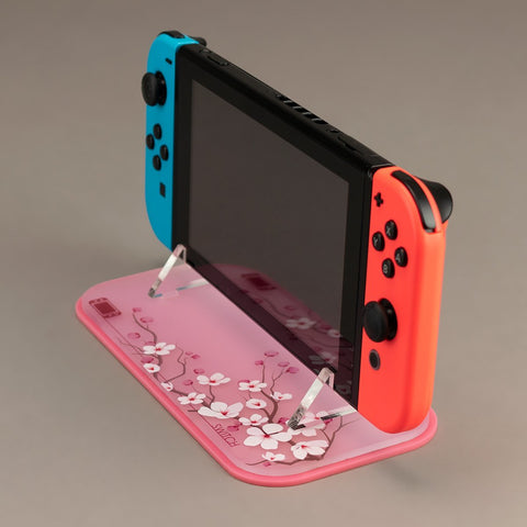 Display stand for Nintendo Switch handheld console - Sakura cherry Blossom UV printed | Rose Colored Gaming - 2