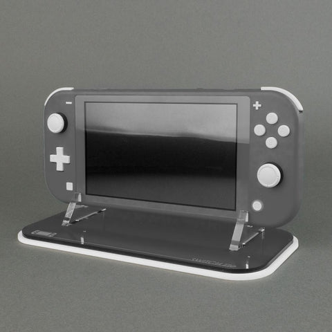 Display stand for Nintendo Switch Lite handheld console - Frosted Clear | Rose Colored Gaming - 1