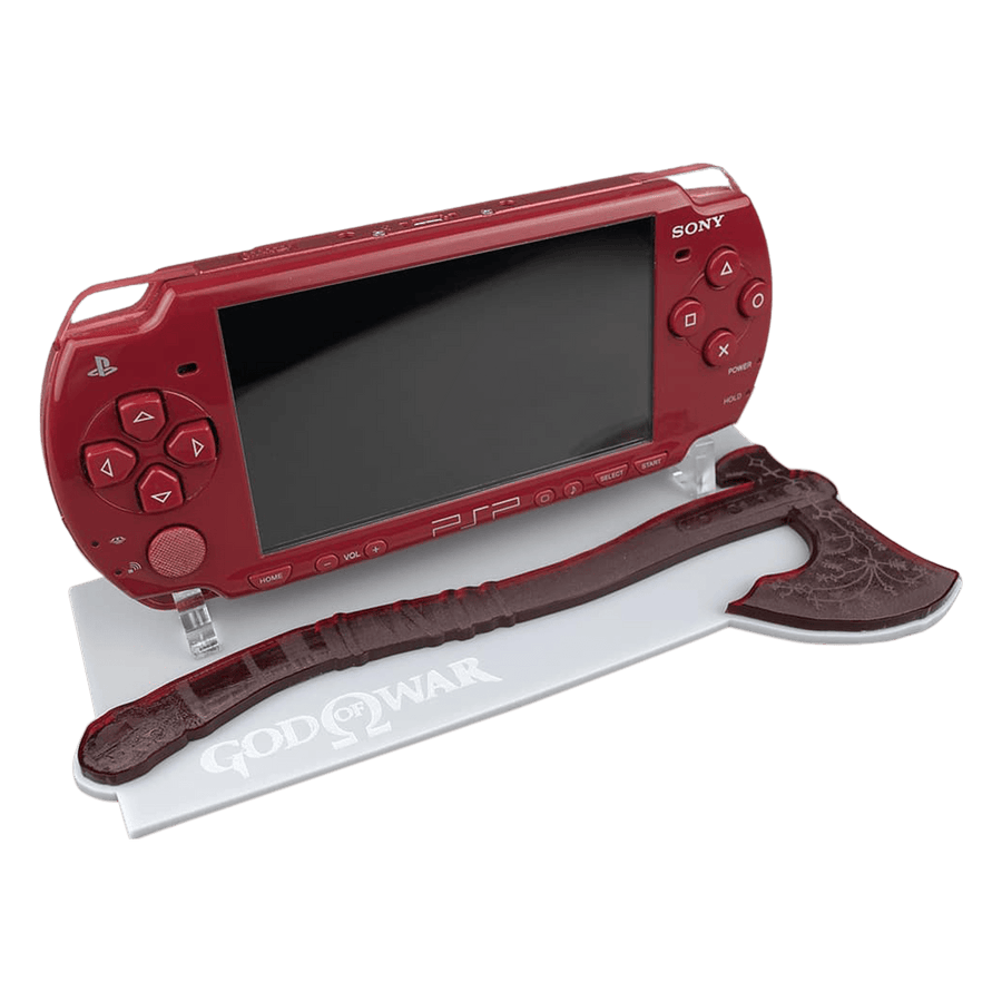 Display stand for Sony PSP 2000 3000 handheld console - God of War Edition Grey/Red | Rose Colored Gaming - 1