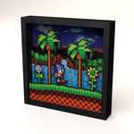 Sonic the Hedgehog Idle pose scene video game (1991) shadow box art officially licensed 9x9 inch (23x23cm) | Pixel Frames