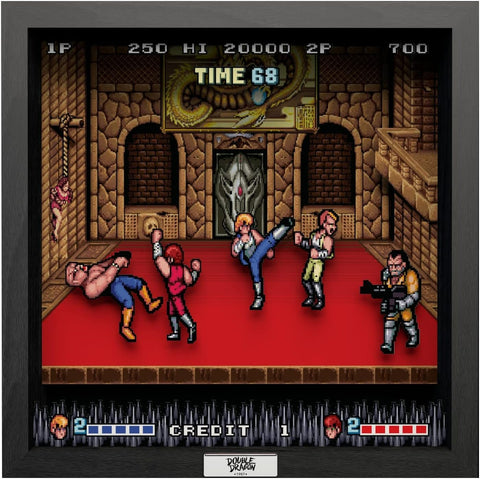 Double dragon video game (1987) shadow box art officially licensed 9x9 inch (23x23cm) | Pixel Frames - 2